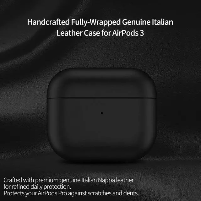 Alt view image 2 of 5 - AirPods 3 Leather Case Cover, Docco Jette Fully-Wrapped Italian Genuine Leather Case for AirPods 3,Supports Wireless Charging Front LED Visible