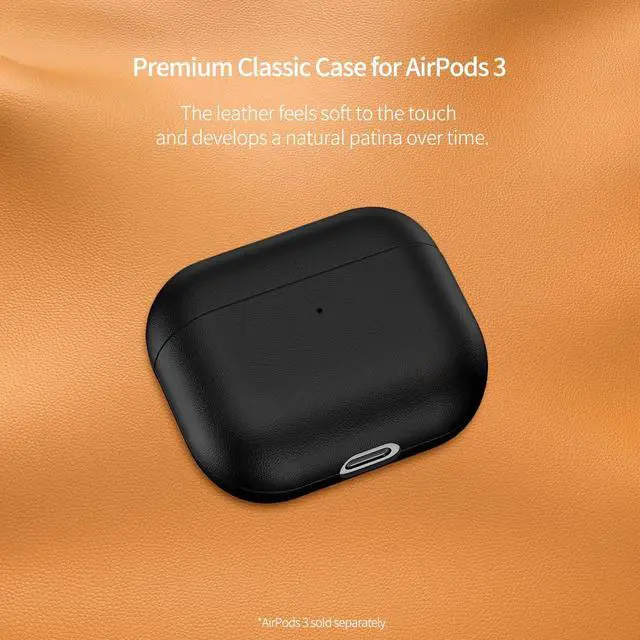 Alt view image 3 of 5 - AirPods 3 Leather Case Cover, Docco Jette Fully-Wrapped Italian Genuine Leather Case for AirPods 3,Supports Wireless Charging Front LED Visible