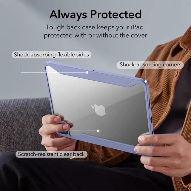 Alt view image 5 of 5 - ESR for iPad Pro 12.9 Inch Case (2022/2021), iPad Pro 12.9 Case 6th/5th Generation with Pencil Holder, Detachable Magnetic Cover, Vertical Stand, Auto Wake/Sleep, Rebound 360 Series, Lavender