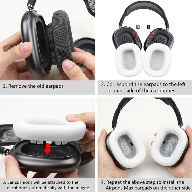 Alt view image 5 of 5 - Lambskin Ear Pads for AirPods Max Headphones Sheepskin Leather Earpads Replacement with Memory Foam and Magnet Sweat Proof& Excellent Noise Isolation White