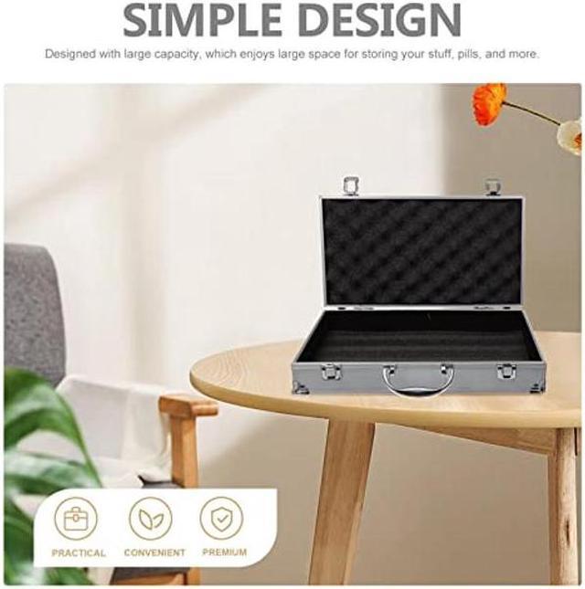 Alt view image 3 of 5 - ERINGOGO Aluminum Attache Case - 14inch Lock Metal Briefcase with Ripple Foam, Hard Aluminum Carrying Case, Universal Portable Tool Case for Laptop/Luggage/Instrument, White