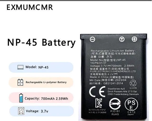 Alt view image 2 of 5 - EXMUMCMR [2PCS NP-45 Battery, Compatible with Steelseries Headset Battery for Arctis Nova Pro Wireless Multi-System Gaming Headset for Xbox, for Playstation Battery 700MAH 3.7V/2.59WH