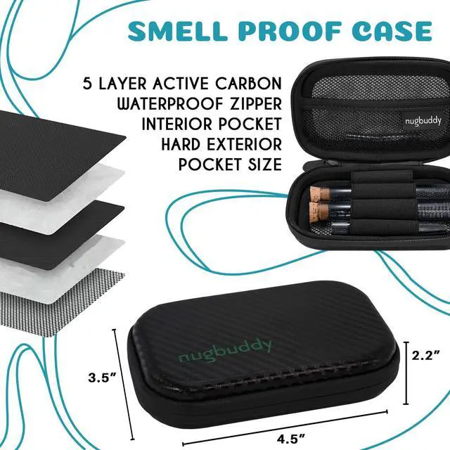 Alt view image 3 of 5 - nugbuddy J-Kit - On The go Travel Case Accessory, Carbon Lining - Water Resistant Case + Glass Accessories with included Tubes, Tips, and More (Smoke)