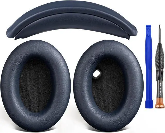 Main image of SOULWIT Ear Pads Cushions + Headband, Replacement Kit for Sony WH-1000XM4 (WH1000XM4) Over-Ear Headphones, Replacement Headstrap Pad & Earpads Repair Part - Navy Blue