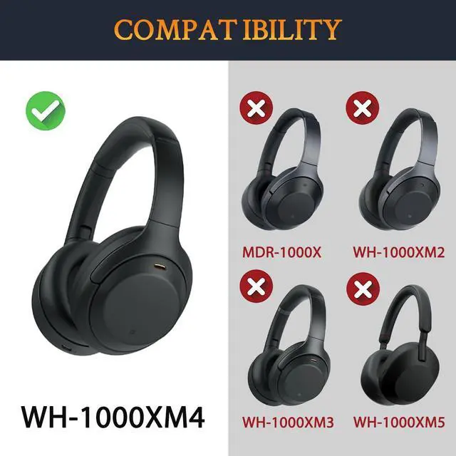 Alt view image 2 of 3 - SOULWIT Ear Pads Cushions + Headband, Replacement Kit for Sony WH-1000XM4 (WH1000XM4) Over-Ear Headphones, Replacement Headstrap Pad & Earpads Repair Part - Navy Blue