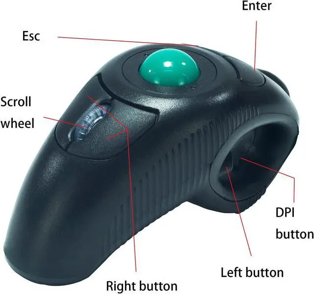 Alt view image 3 of 5 - YUMQUA Y-10W 2.4 GHz Portable Finger Handheld Wireless USB Trackball Mouse for PC Laptop Mac Lovers