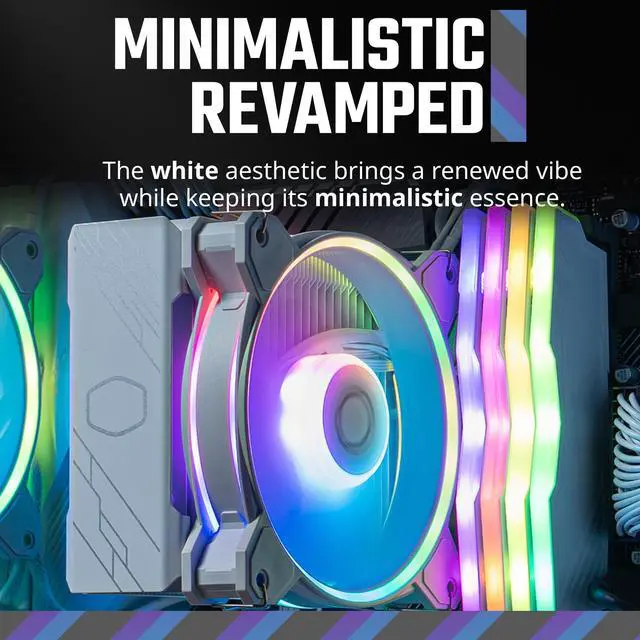 Alt view image 2 of 5 - Cooler Master Hyper 212 Halo White CPU Air Cooler, 120 Halo² PWM Fan, Dual Loop ARGB, Aluminum Top Cover, 4 Copper Heat Pipes, 154mm Tall, AMD Ryzen AM5|AM4, Intel LGA 1851|1700|1200 Brackets