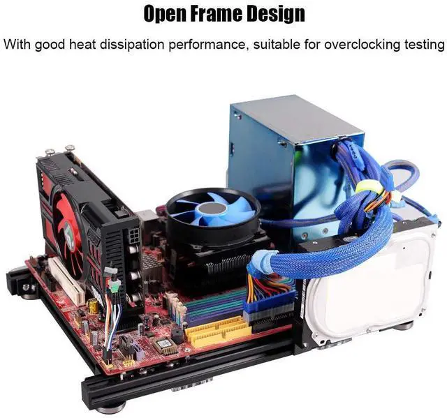 Alt view image 4 of 5 - M-ATX MATX ITX Computer Open Air Case Bracket Aluminum DIY Bare Frame, Personality DIY Chassis Bracket Open Chassis,PC Test Bench(Black)
