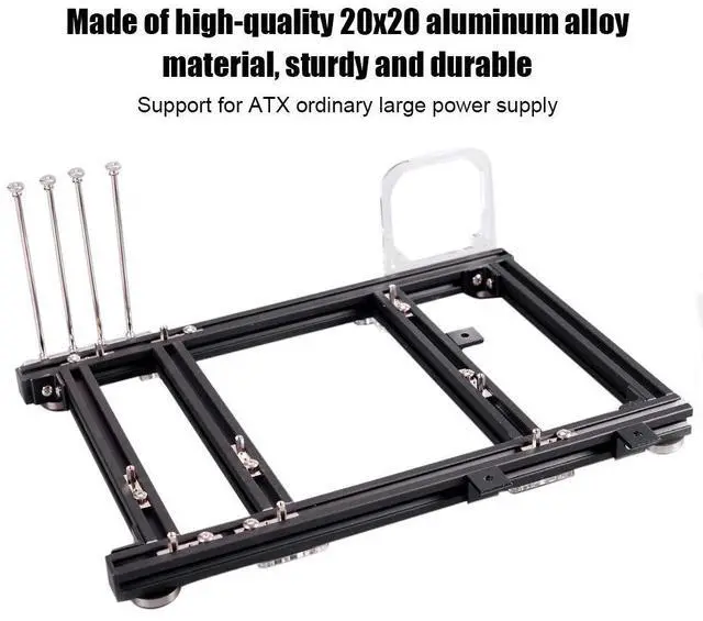 Alt view image 5 of 5 - M-ATX MATX ITX Computer Open Air Case Bracket Aluminum DIY Bare Frame, Personality DIY Chassis Bracket Open Chassis,PC Test Bench(Black)