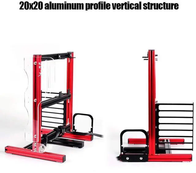 Alt view image 4 of 5 - PC Computer Case, ATX/M-ATX/ITX Open Chassis Vertical Overclocking Test Chassis Rack + Handle with Good Heat Dissipation(Red)