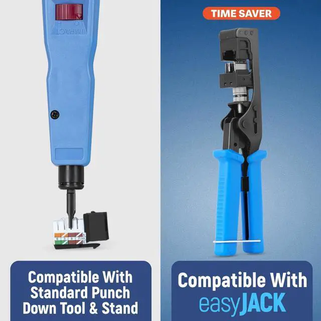 Alt view image 4 of 5 - Everest 90° Angled RJ45 Cat5e Keystone Jacks 50-Pack in Black - Slim Profile Female RJ45 Connectors - Cat 5e Keystone Jack - Compatible with 90° Angled Speed Termination Tool - easyJACK (B094WB91H3)