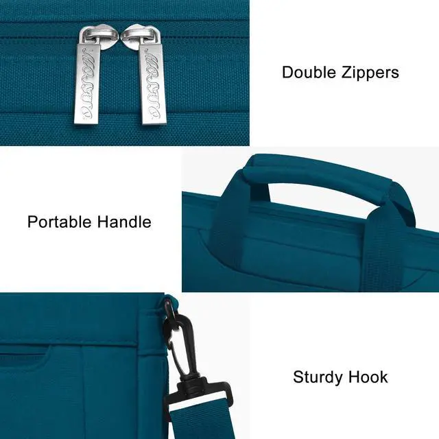 Alt view image 3 of 5 - MOSISO Laptop Shoulder Messenger Bag Compatible with 17-17.3 inch Dell XPS/HP Pavilion/Ideapad/Acer/Alienware/HP Omen with Adjustable Depth at Bottom, Deep Teal