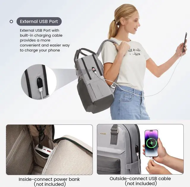 Alt view image 4 of 5 - LOVEVOOK Laptop Backpack for Women 15.6 Inch,Cute Backpack Laptop Bag with USB Port,Waterproof Travel Backpack Purse Teacher Nurse Bag Fashion Computer Bag for Work