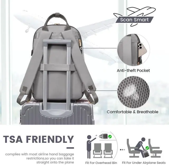 Alt view image 3 of 5 - LOVEVOOK Laptop Backpack for Women 15.6 Inch,Cute Backpack Laptop Bag with USB Port,Waterproof Travel Backpack Purse Teacher Nurse Bag Fashion Computer Bag for Work