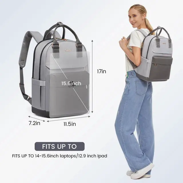 Alt view image 5 of 5 - LOVEVOOK Laptop Backpack for Women 15.6 Inch,Cute Backpack Laptop Bag with USB Port,Waterproof Travel Backpack Purse Teacher Nurse Bag Fashion Computer Bag for Work