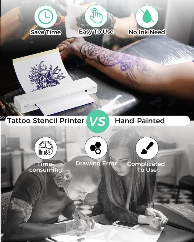 Alt view image 2 of 5 - Phomemo M08F Wireless Tattoo Transfer Stencil Printer & M08F Case, Tattoo Transfer Thermal Copier Machine with 10pcs Free Transfer Paper, Tattoo Printer Kit for Tattoo Artists