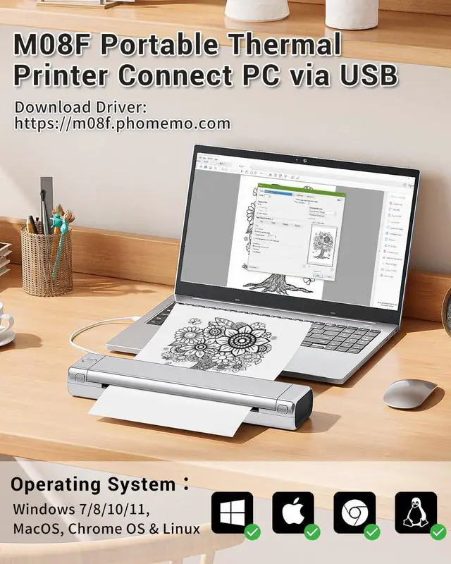 Alt view image 5 of 5 - Phomemo M08F Wireless Tattoo Transfer Stencil Printer & M08F Case, Tattoo Transfer Thermal Copier Machine with 10pcs Free Transfer Paper, Tattoo Printer Kit for Tattoo Artists