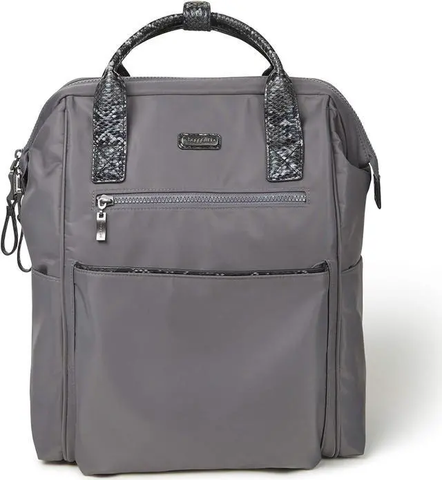 Main image of Baggallini Soho Backpack - Travel Laptop Backpack for Women - Lightweight Water-Resistant Luggage Bag, Smoke/Faux Python