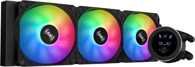 Main image of SAMA SM360 Black Adjustable Liquid Cooler LCD Display Screen with 3x120mm Addressable ARGB PWM Silent Fan 360mm AIO Radiator