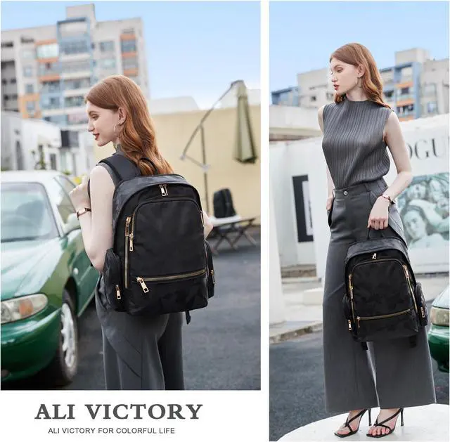 Alt view image 2 of 5 - AO ALI VICTORY Backpack for Women Men Travel Laptop 15.6 Inch Computer Backpacks Anti Theft Carry on Bag College Bookbag Large Back Pack for Work Business Traveling Commuter Casual Daypack,Black