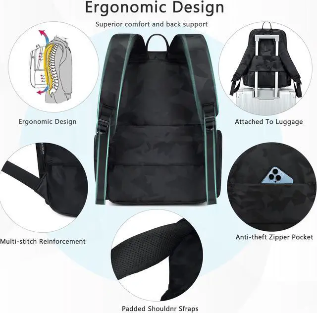 Alt view image 4 of 5 - AO ALI VICTORY Backpack for Women Men Travel Laptop 15.6 Inch Computer Backpacks Anti Theft Carry on Bag College Bookbag Large Back Pack for Work Business Traveling Commuter Casual Daypack,Black