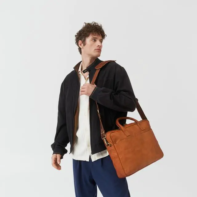 Alt view image 2 of 5 - BERLINER BAGS Vintage Leather Laptop Bag Madrid, Briefcase for Men and Women - Brown