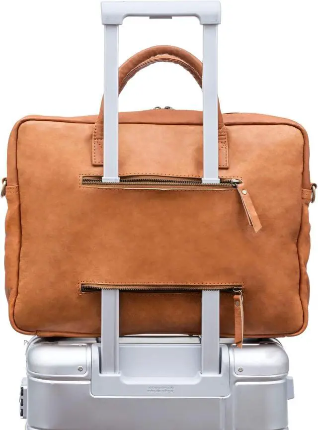 Alt view image 4 of 5 - BERLINER BAGS Vintage Leather Laptop Bag Madrid, Briefcase for Men and Women - Brown