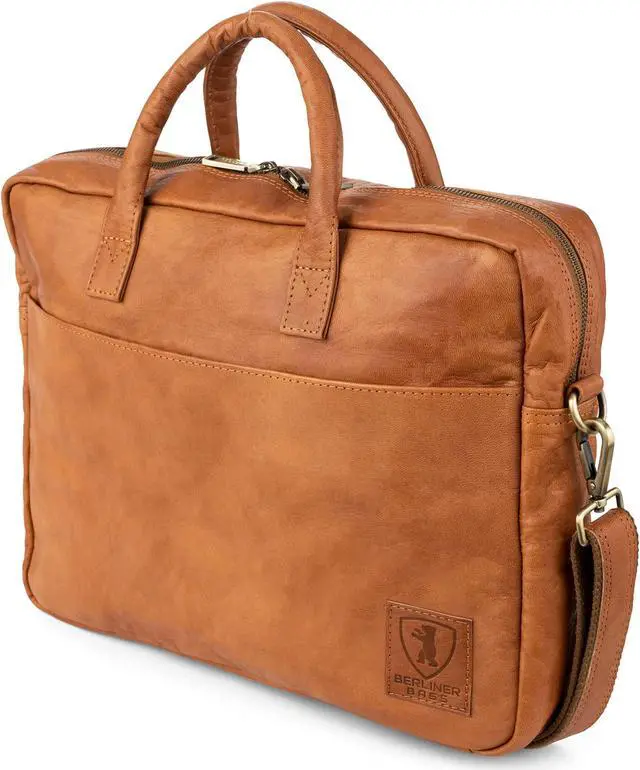 Main image of BERLINER BAGS Vintage Leather Laptop Bag Madrid, Briefcase for Men and Women - Brown
