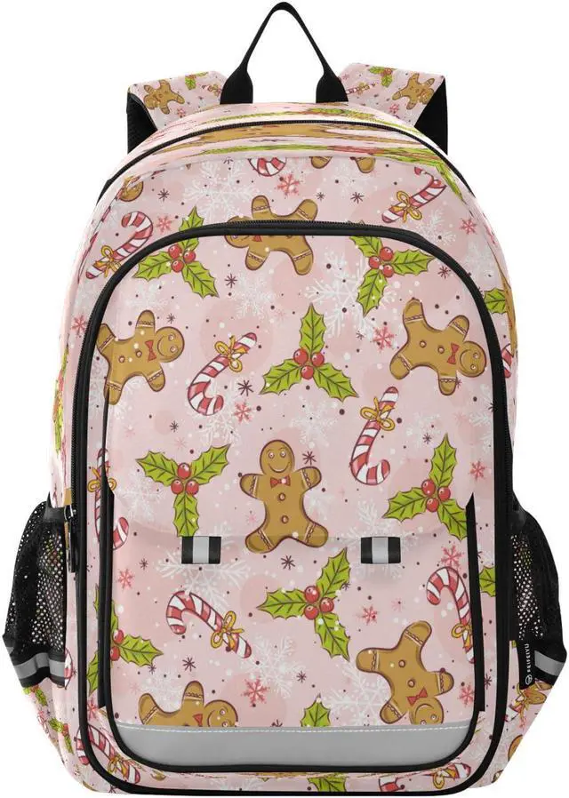 Main image of BOESI Christmas Gingerbread and Snowflakes laptop backpack travel work backpack multifunctional adjustable shoulder straps suitable for work, travel, leisure for both men and women 17.7"