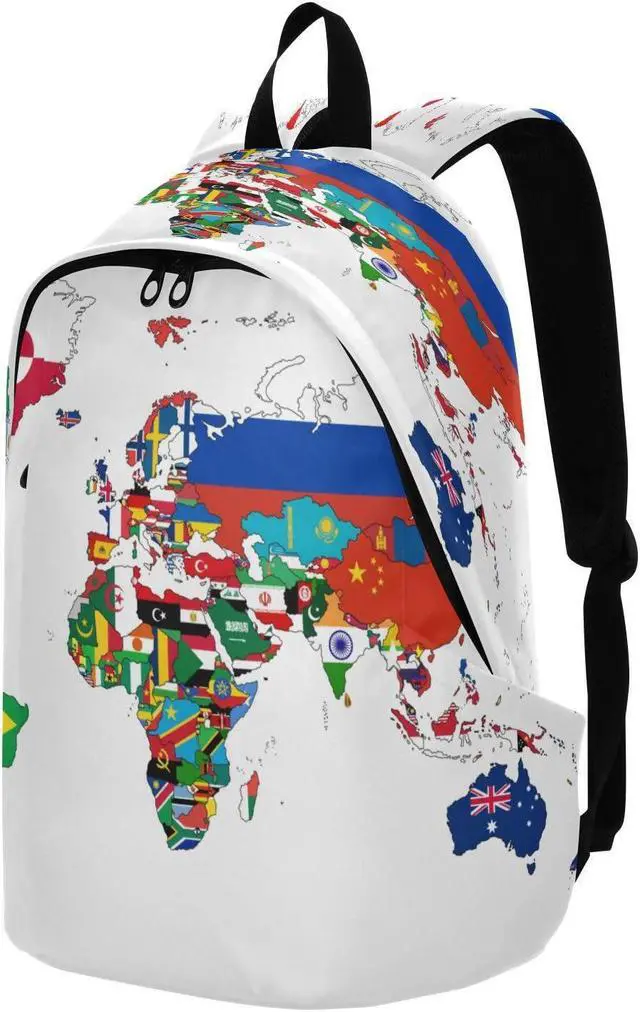 Alt view image 2 of 5 - Travel Backpack Laptop Backpack College Computer Bag Gift National Flag World Map for Men & Women
