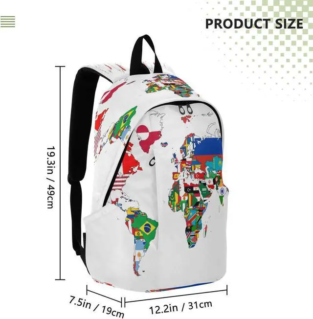 Alt view image 3 of 5 - Travel Backpack Laptop Backpack College Computer Bag Gift National Flag World Map for Men & Women