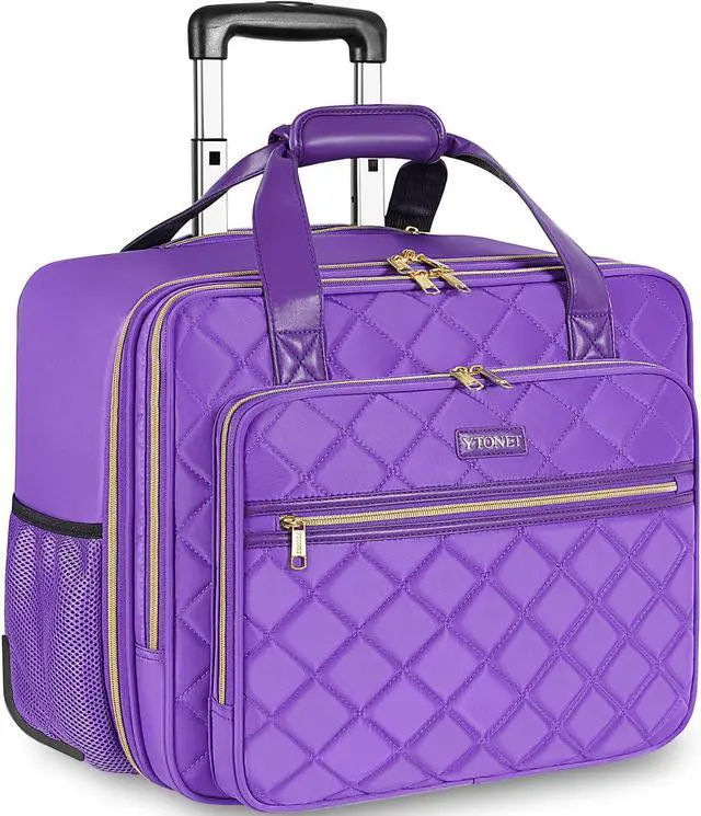 Main image of Ytonet Rolling Briefcase for Women, 17.3 Inch Large Rolling Laptop Bag with Wheels, Water Resistant Stylish Overnight Computer Bag for Work Travel College Business Wife Mom Teacher, Purple
