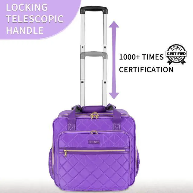 Alt view image 3 of 5 - Ytonet Rolling Briefcase for Women, 17.3 Inch Large Rolling Laptop Bag with Wheels, Water Resistant Stylish Overnight Computer Bag for Work Travel College Business Wife Mom Teacher, Purple