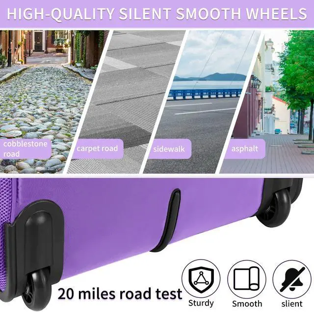 Alt view image 5 of 5 - Ytonet Rolling Briefcase for Women, 17.3 Inch Large Rolling Laptop Bag with Wheels, Water Resistant Stylish Overnight Computer Bag for Work Travel College Business Wife Mom Teacher, Purple