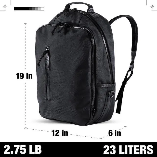 Alt view image 4 of 5 - DEFY Bucktown Waxed Canvas Backpack | 23 Liter Utility Pack For Men | Professional Work Bag w/ 17 Inch Laptop Sleeve | Premium Tech | Water Repellent Travel & Commuter Pack (Black)