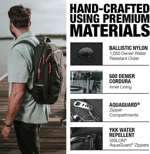 Alt view image 3 of 5 - DEFY Bucktown Waxed Canvas Backpack | 23 Liter Utility Pack For Men | Professional Work Bag w/ 17 Inch Laptop Sleeve | Premium Tech | Water Repellent Travel & Commuter Pack (Black)