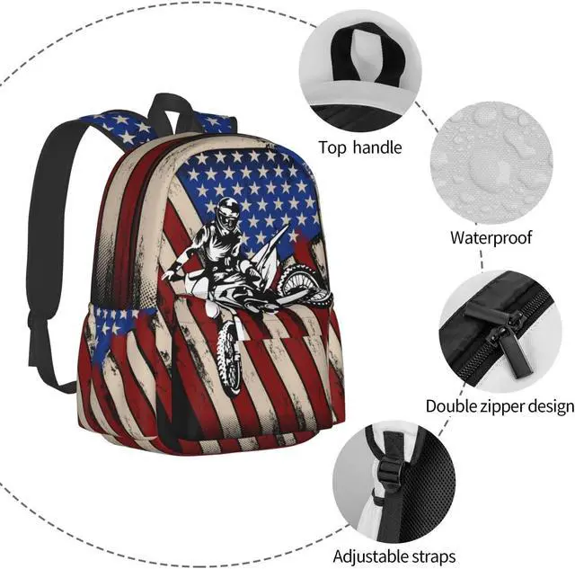 Alt view image 3 of 5 - famliihw Motocross Backpack Bookbag Laptop Backpacks Multipurpose Daypack for Boys Girls School Men Women Travel Hiking