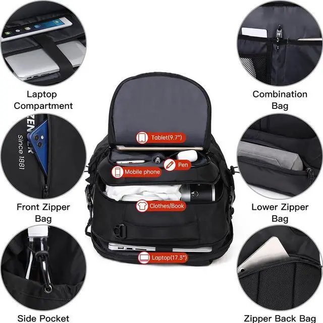 Alt view image 2 of 5 - FILLOVE Extra Large Backpack, FriendlyDurable Travel Backpack with USBCharging Port/Headphones Hole forMlen& amp ; WomenAnti theft& amp Secure, Water-Resistant Big Business College