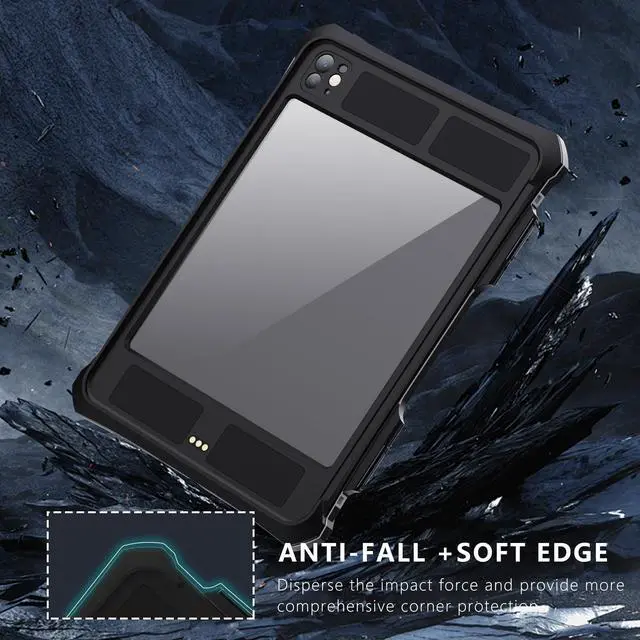 Alt view image 4 of 5 - FONREST IP68 Waterproof Case for iPad Pro 11-inch M4 2024 with [Pencil Holder] [Swivel Kickstand] [Hand Grip], Shock-Dust-Proof Full-Sealing Watertight Cover Compatible with Magic Keyboard A2836/A2837