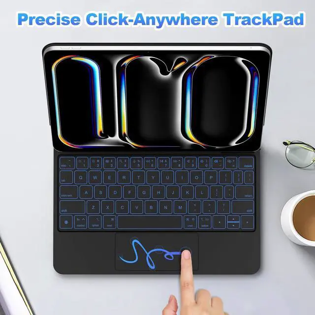 Alt view image 5 of 5 - GOOJODOQ Magnetic Keyboard Case for iPad Pro 11-inch(M4,2024),Click-Anywhere Trackpad with 7 Color Backlit for iPad Pro 11 Keyboard-Black