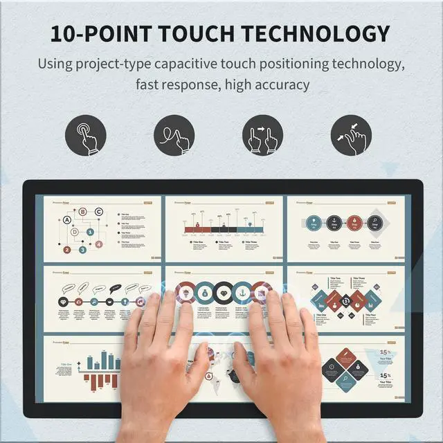 Alt view image 2 of 5 - TouchWo 23.8 inch Android 11 Touchscreen Monitor Tablet, 16:9 FHD 1080P, WiFi & BT, Built-in Speakers, RK3568 2GB RAM & 32GB ROM, Smart Board for Classroom, Meeting & Game