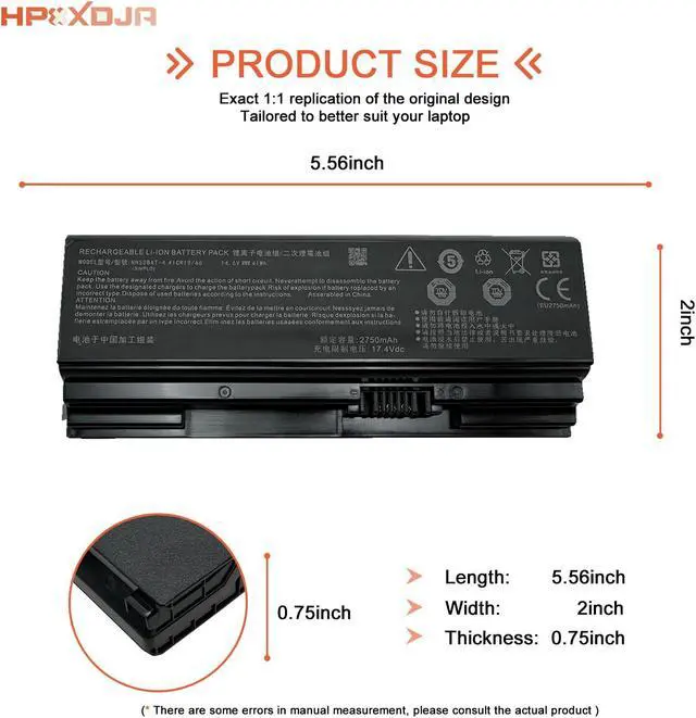 Alt view image 4 of 5 - NH50BAT-4 Laptop Battery Compatible with PROSTAR Clevo NH50RA NH55RCQ NH50ED NH70RAQ NH57RA NH57RC HASEE Thunderobot 911ME CT7NA G7-CT7NK G8-CT7NT Z7-CT7VH Gigabyte A5 X1 A7 X1S Sager G58R G70R
