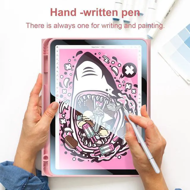 Alt view image 3 of 5 - Kiloob for iPad 11th 10th Generation Case with Keyboard with Pencil Holder and Magnetic Disc Universal Stylus Pen 10.9 inch Wireless Detachable Folio Keyboard Cover for New iPad 10th Gen 2022 (Pink)