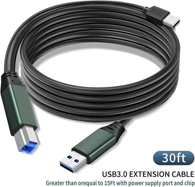 Alt view image 4 of 5 - Kumiho USB 3.0 Printer Cable A Male to B Male 30Ft/10M Compatible with Scanner, Printers, Desktop External Hard Drivers and More