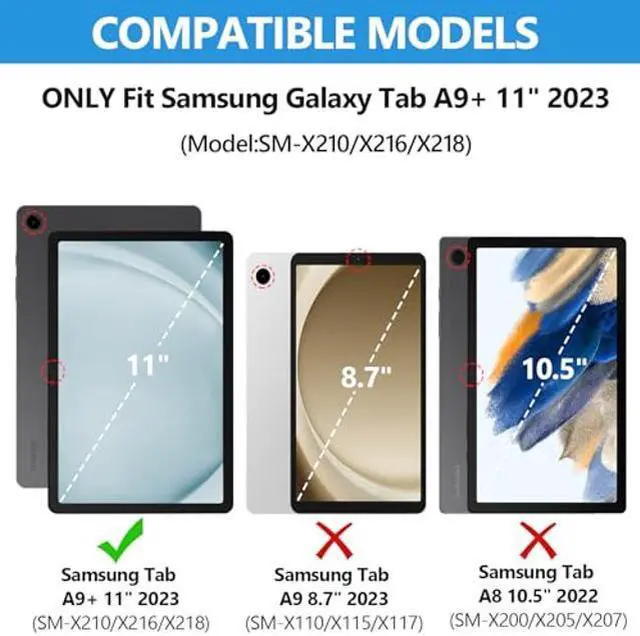 Alt view image 2 of 5 - Keyboard Case for Samsung Galaxy Tab A9 Plus/A9+ 5G 11 Inch 2023, for Samsung A9 Plus Tablet Case with Detachable Wireless Bluetooth Keyboard (SM-X210/X216/X218) - Gray