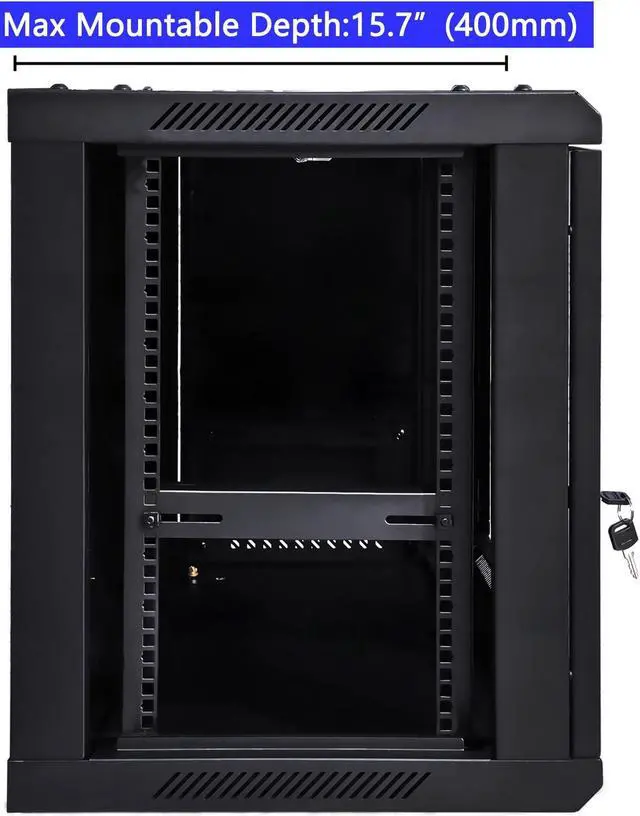 Alt view image 3 of 5 - NETECABLE 12U Wall Mount Server Cabinet Network Rack Vented Enclosure Locking Door