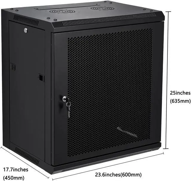 Alt view image 2 of 5 - NETECABLE 12U Wall Mount Server Cabinet Network Rack Vented Enclosure Locking Door