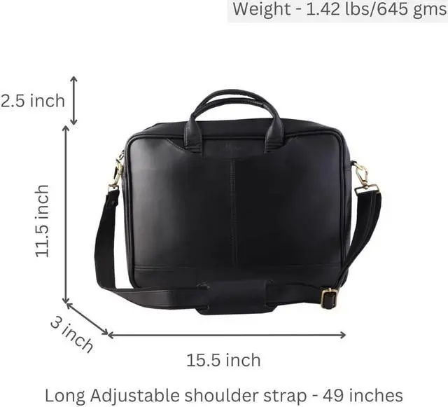 Alt view image 4 of 5 - Mysa Vegan Leather Vintage Messenger Crossbody Shoulder Briefcase Bag for Office Work Fits 14.5" Computer Laptop for Men Women (Black)
