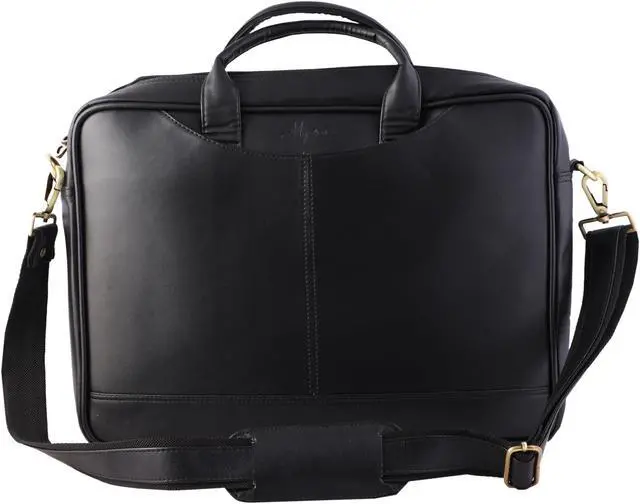 Main image of Mysa Vegan Leather Vintage Messenger Crossbody Shoulder Briefcase Bag for Office Work Fits 14.5" Computer Laptop for Men Women (Black)