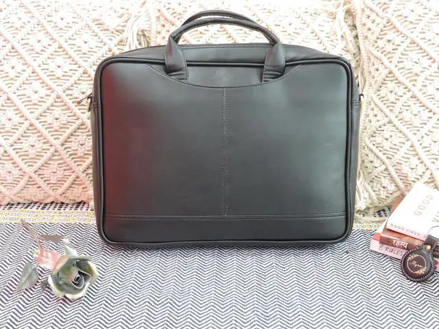 Alt view image 2 of 5 - Mysa Vegan Leather Vintage Messenger Crossbody Shoulder Briefcase Bag for Office Work Fits 14.5" Computer Laptop for Men Women (Black)